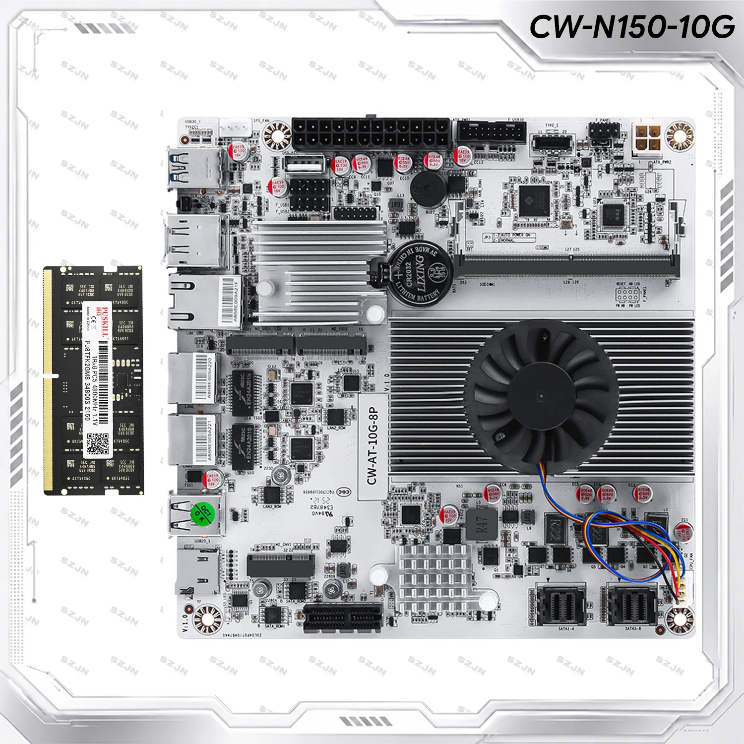 CW-N150-10G-8P NAS Motherboard DDR5 MAX 48GB 8 SATA Dual M.2 NVMe 10GbE Dual 2.5GbE Mini ITX Board