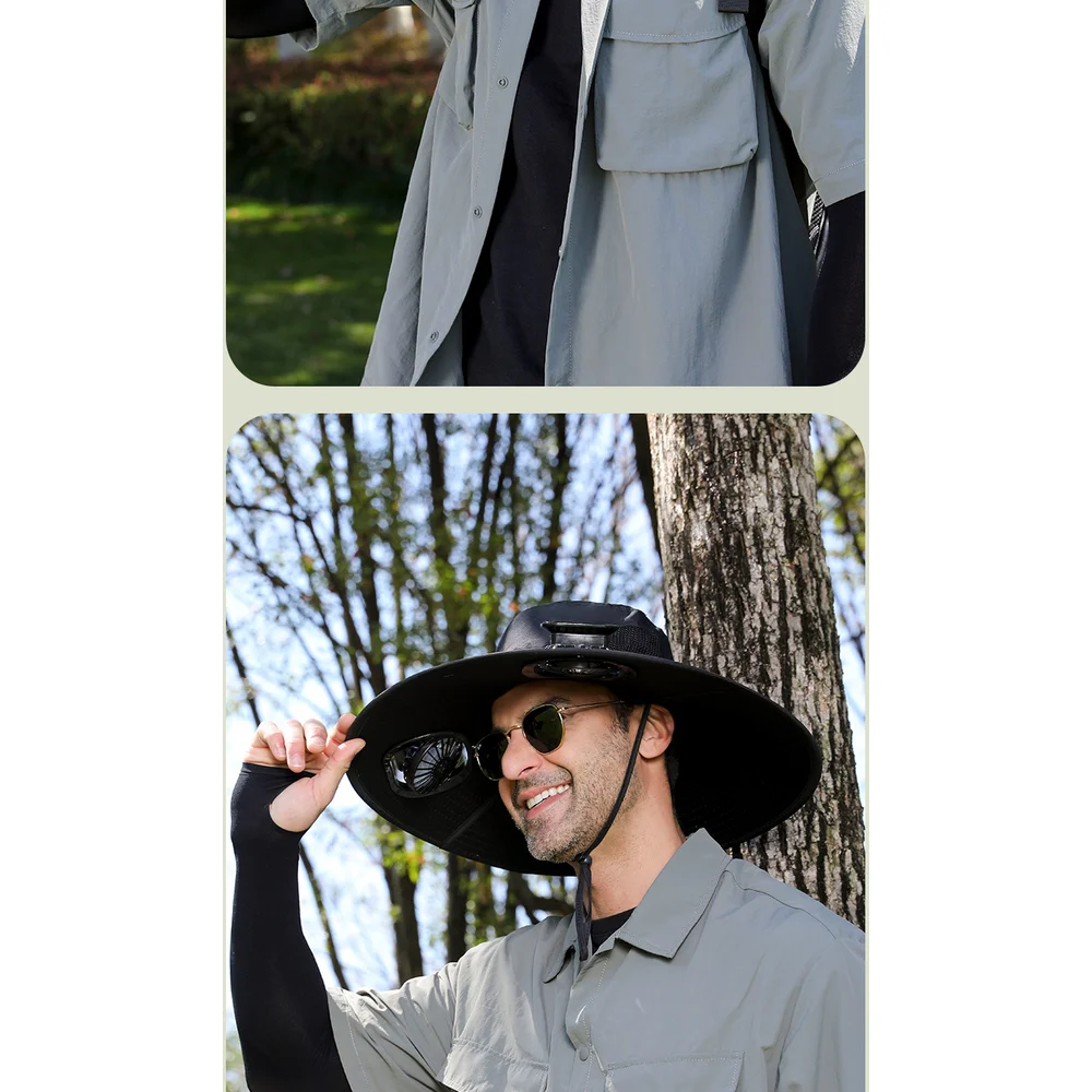 حماية من الأشعة فوق البنفسجية، تظليل الشمس، حماية شعبية لصيد الأسماك في الصيف في الهواء الطلق، حماية من الشمس، مروحة تكييف الهواء، قبعة شمس الصياد