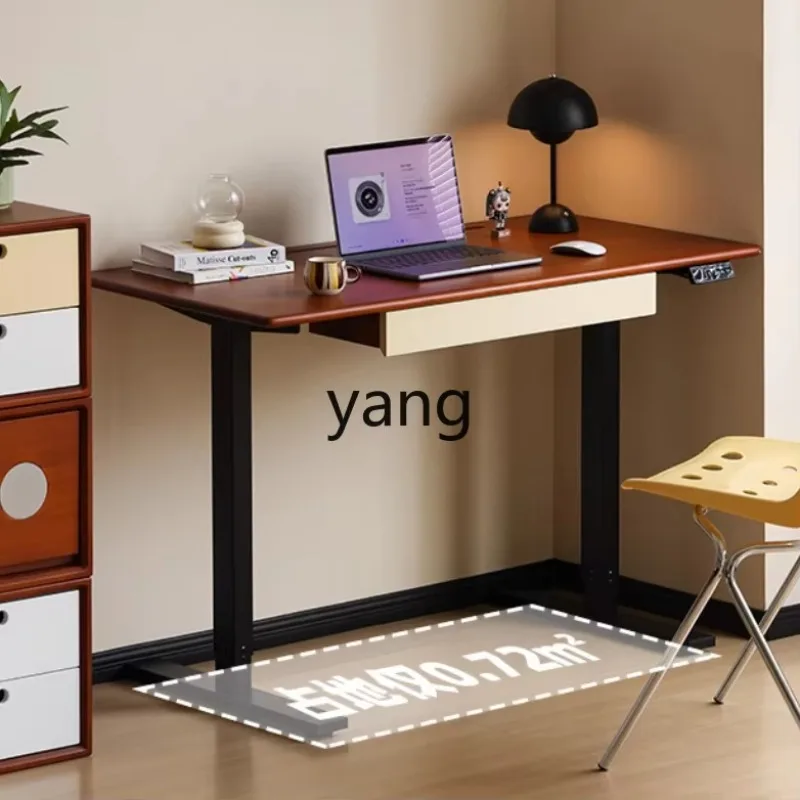 LMM Solid Wood Electric Lifting Table Student Desk with Drawer Learning Office Workbench