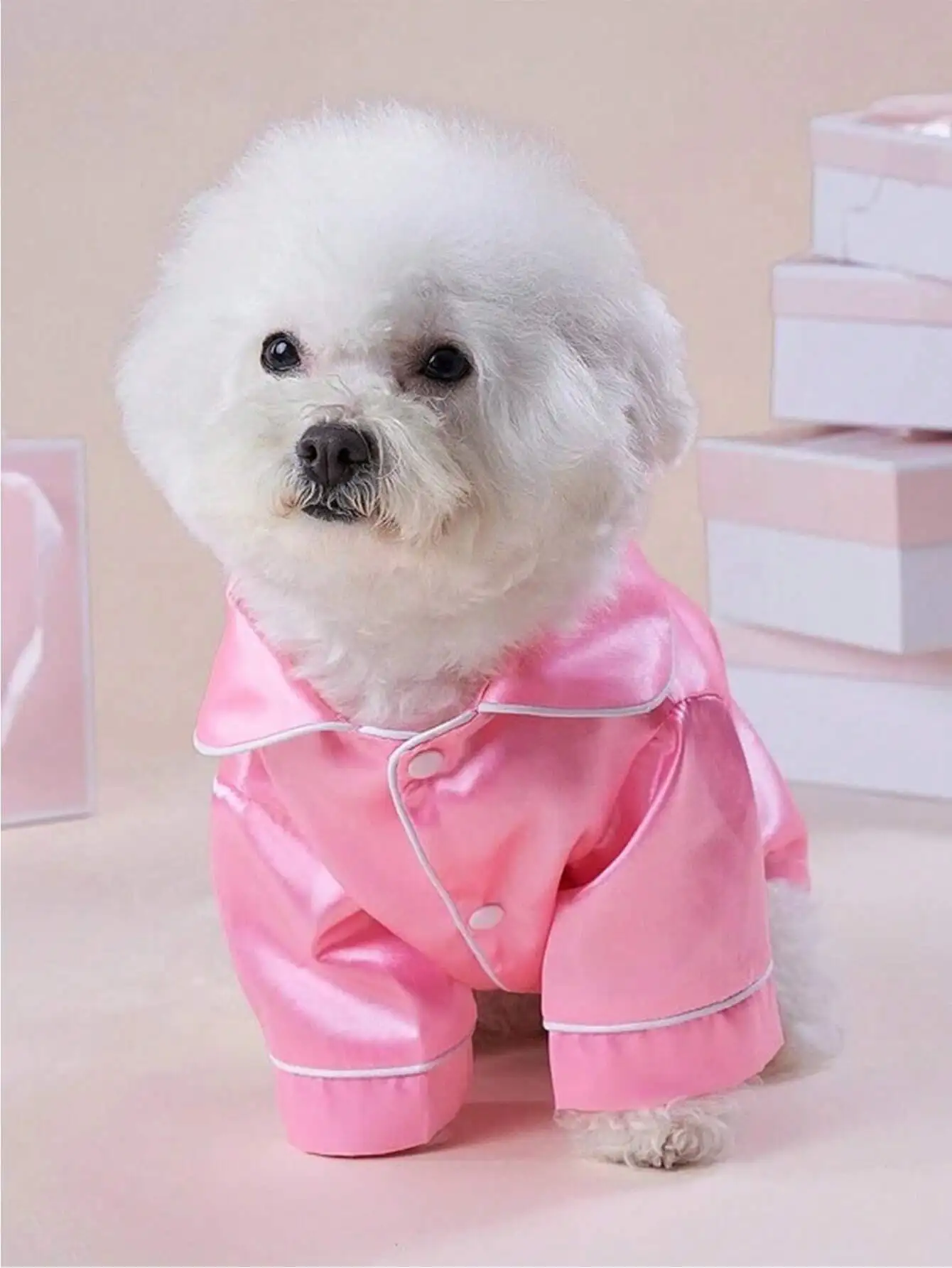 

Dog Cat Silk Button Pajamas Soft Adorable Apparel Spring Autumn Wear