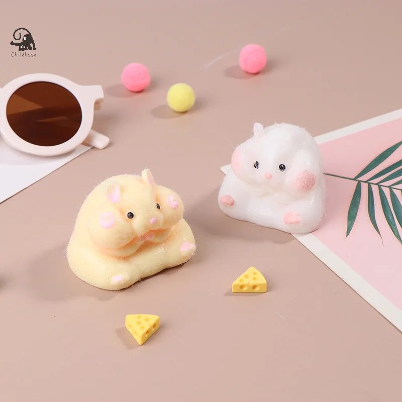 Super Soft Cute Q-Bullet Simulated Hamster Toy Mini Toys Kawaii Stress Relief Squeeze Toy TPR Decompression Toy