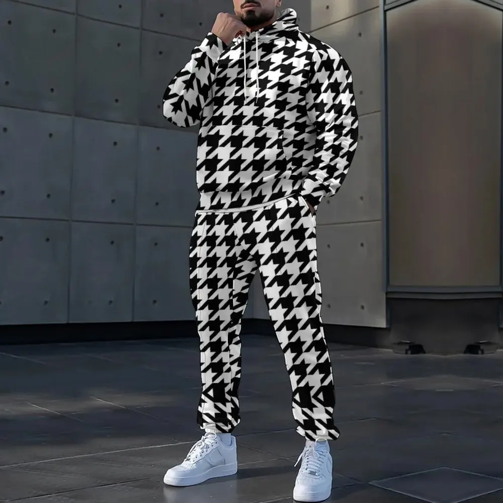 

2024 Amazon Mens Autumn New style Fashionable Casual and Trendy Heavy weight Regular style Hooded Pullover Sweatshirt Set