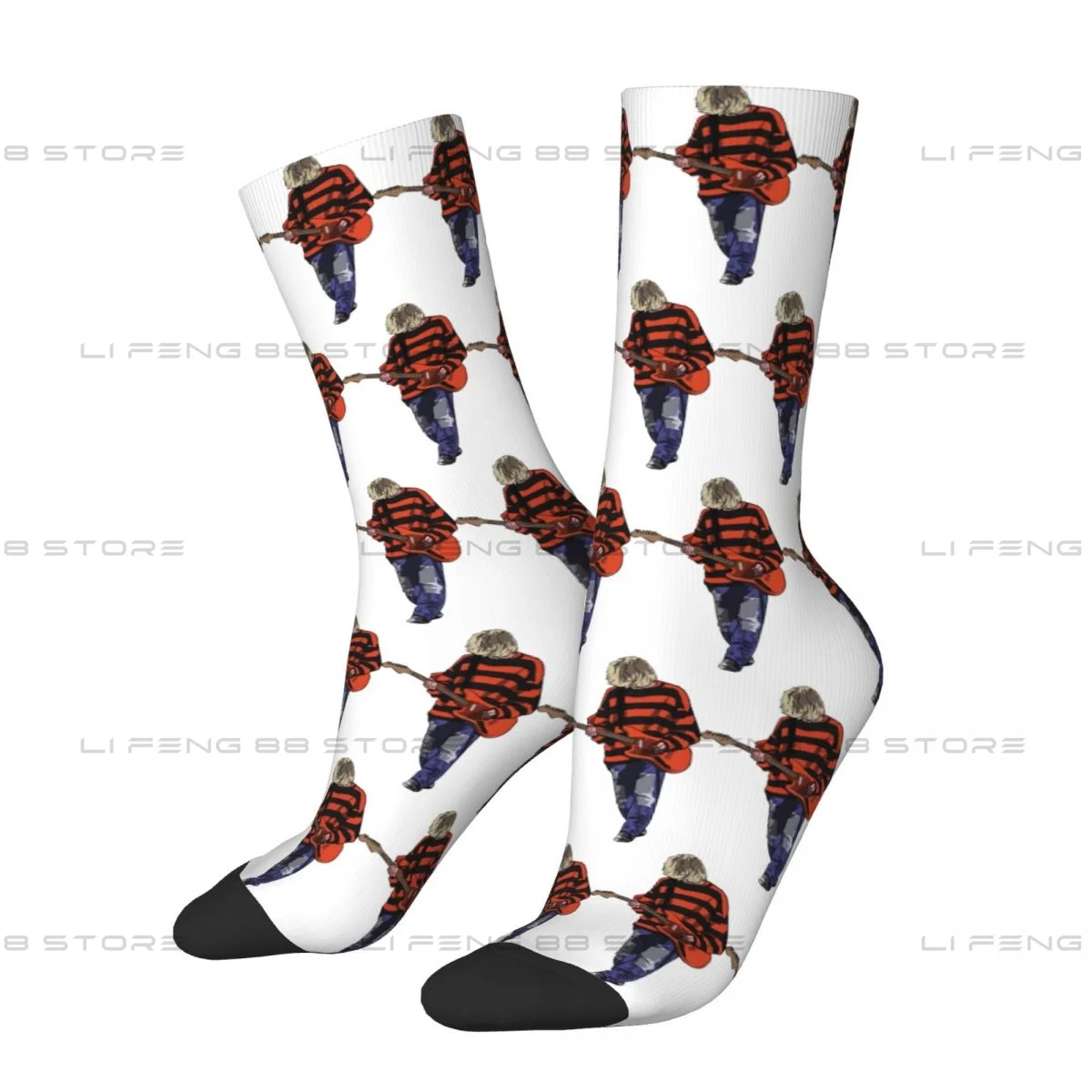 Stripey Kurt Kurt Cobain Guitar Unisex Winter Socks Windproof Happy Socks Street Style Crazy Sock