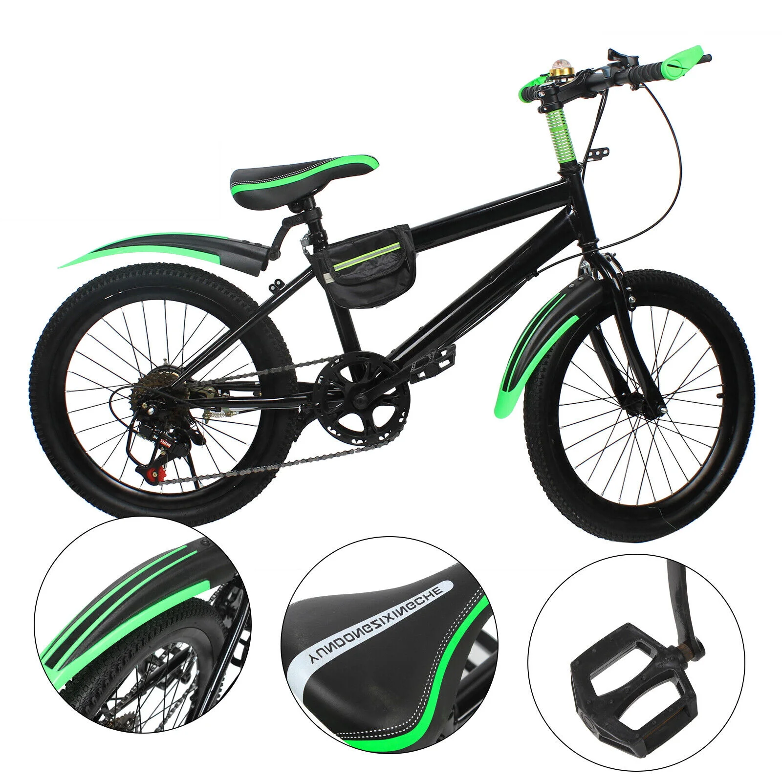 20 Inch Mountain Bike, 7 Speed Gears MTB, Double Disc Brake Mountain Bicycle, for 130-150cm