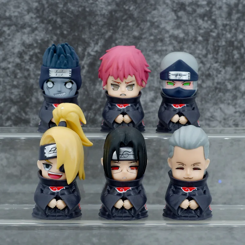 6Pcs/set Naruto Amine figure Shippuden  Action Figures Q Version Cute Akatsuki Itachi Pain Obito Model Doll Collection Toys Gift