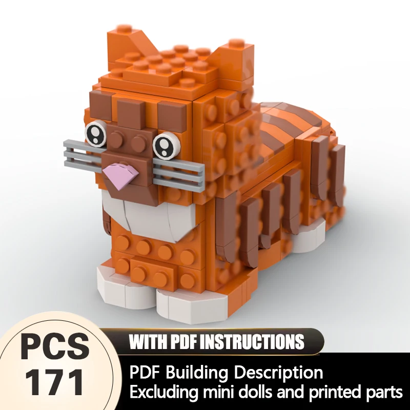 Creators Animal Series Model MOC Building Bricks Orange Tabby Cat Modular Technology Gifts Holiday Assemble Children Toys Suit
