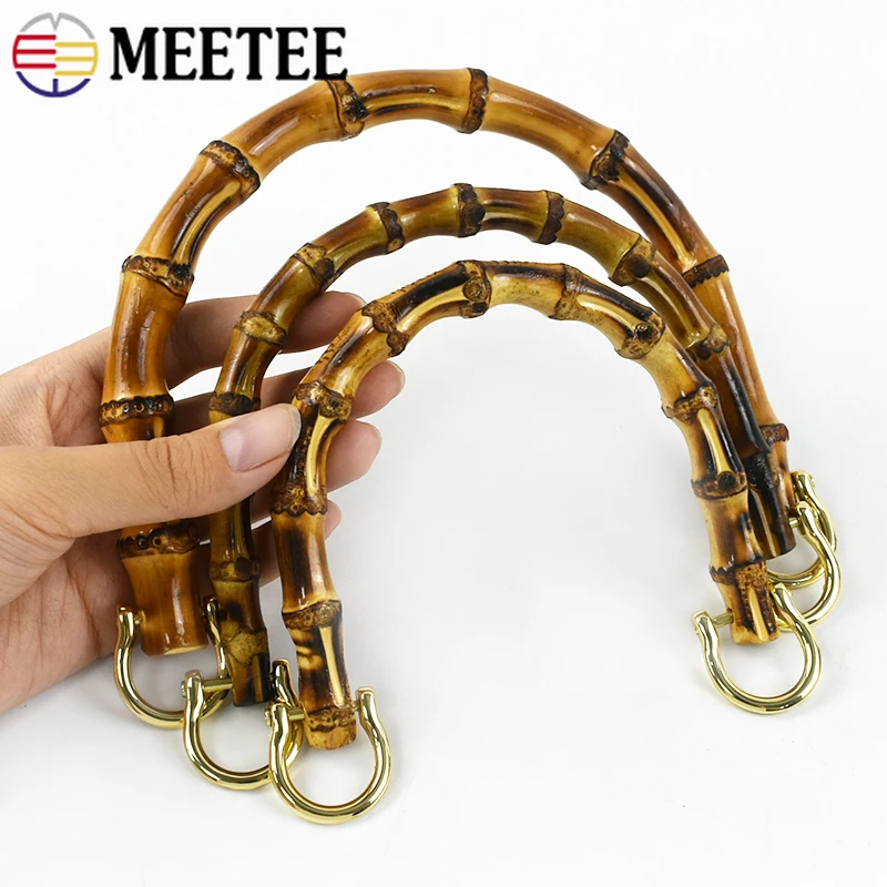 2Pcs 10/12/13cm Natural Bamboo Handle Women's Handbag Purse Frame Woven Bag Replacement Handles Sewing Brackets Accessories