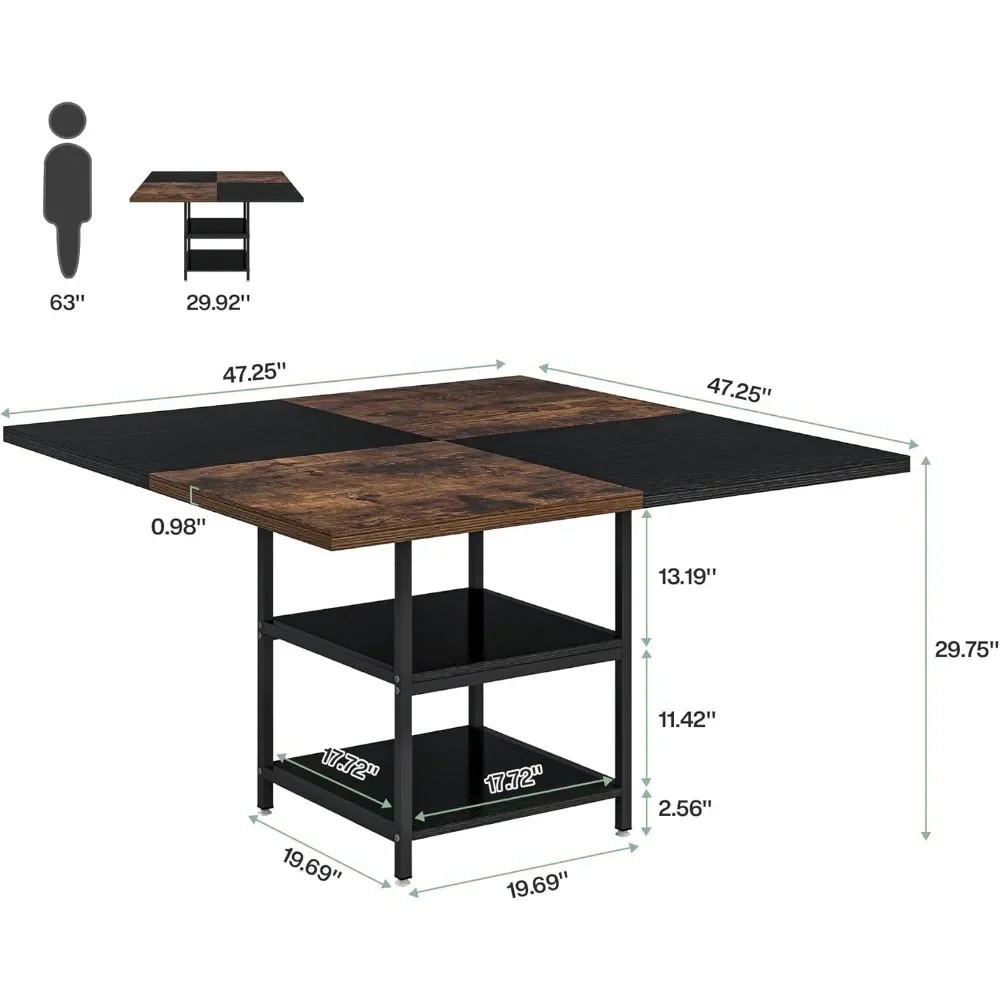 Mesa de conferencia cuadrada de madera, mueble de negocios para sala de reuniones, mesa de conferencia con almacenamiento y empalme, 47 pulgadas