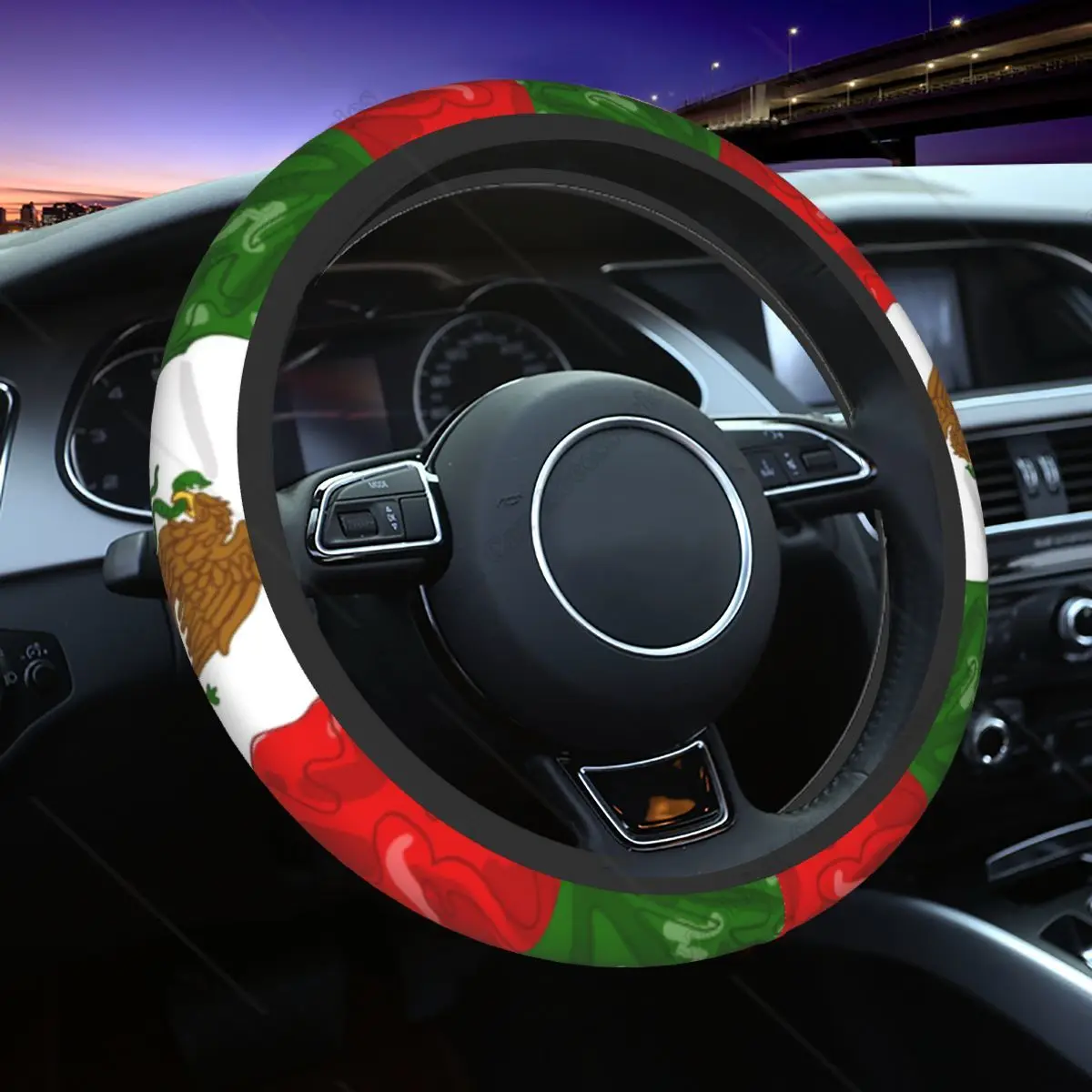 Happy Independence Day Mexico 16 September Mexican Steering Wheel Cover Universal 15 Inch Neoprene Car Wheel Protector