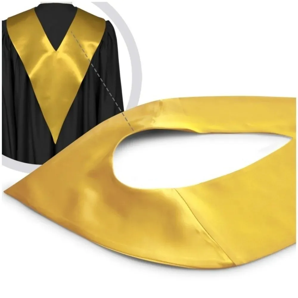 Satin Graduation Stole Plain Solid Color Doctoral Stole Shawl V Neck Collar Academic Celebration Accessories Formal Event
