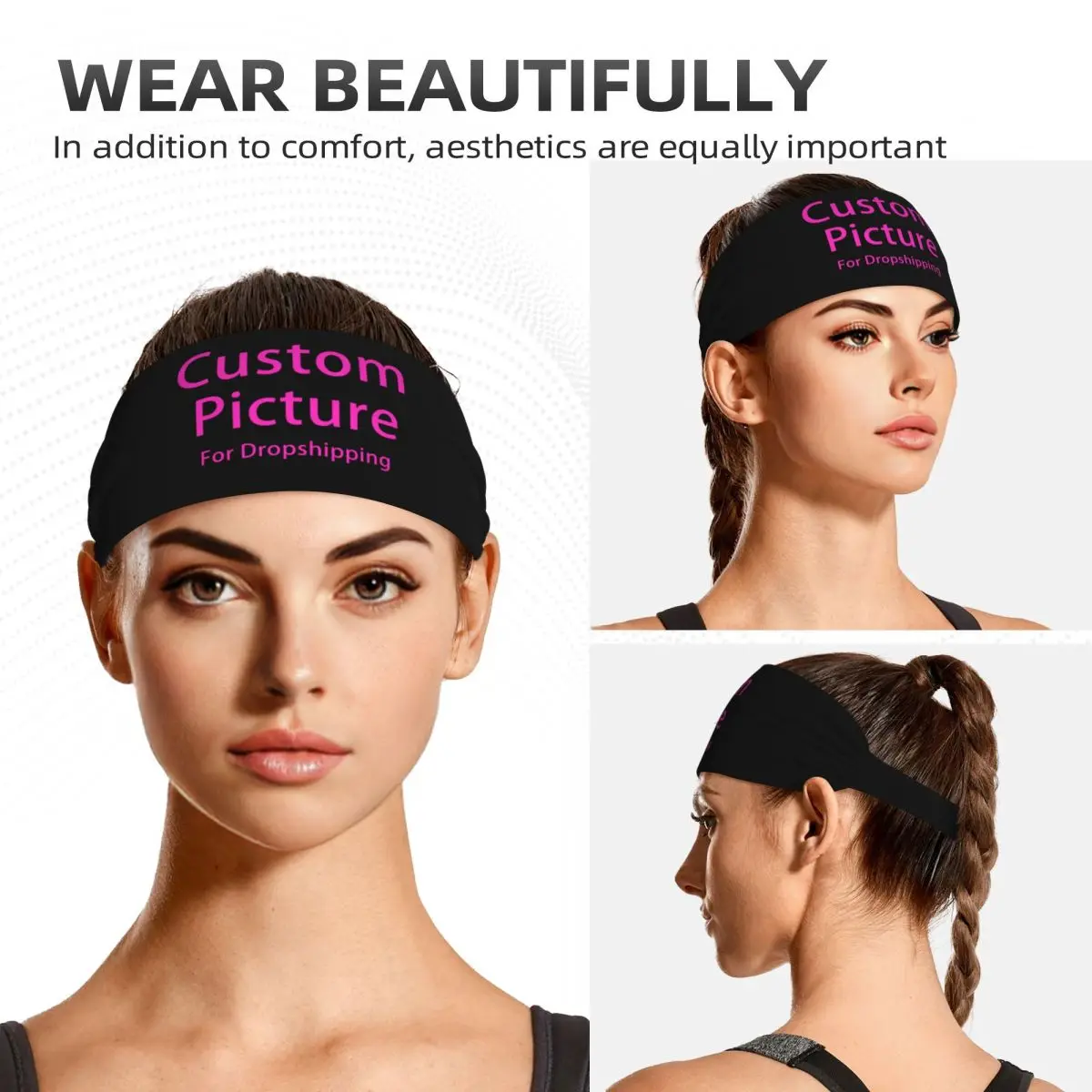 Custom Personalized Custom Photo Logo Sports Sweatbands for Yoga Customized DIY Print Absorbent Headband Women Men