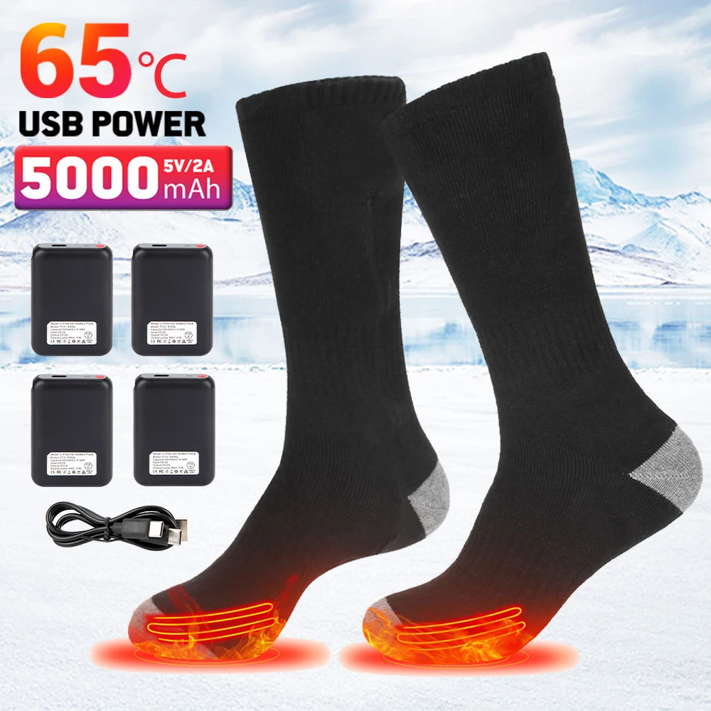 Chaussettes chauffantes thermiques électriques pour hommes et femmes, chaussettes métropolitaines d'hiver, chauffe-pieds chauds, cyclisme, trekking, ski, sports de plein air