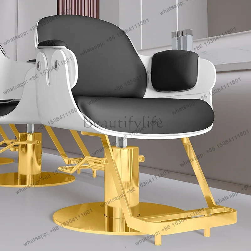 LSBarbershop Comfort Barber Chairs Speciality Hair Dyeing Tattoo Perm Golden Barber Chairs Ergonomic Salon Furniture Cadeiras FY