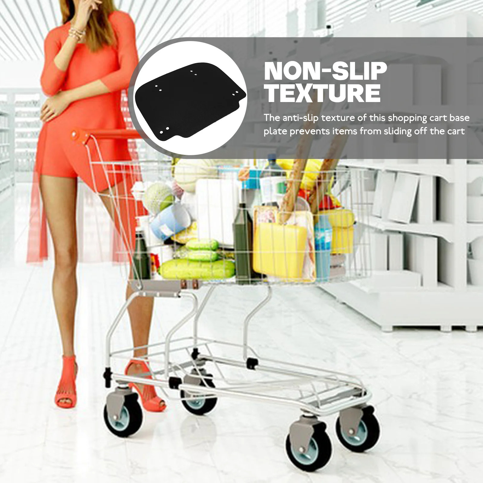 

Trolley Base Plate Versatile Plastic Shopping Cart Base Board Anti Slip Textured Easily Installed for Pull Cart Repair