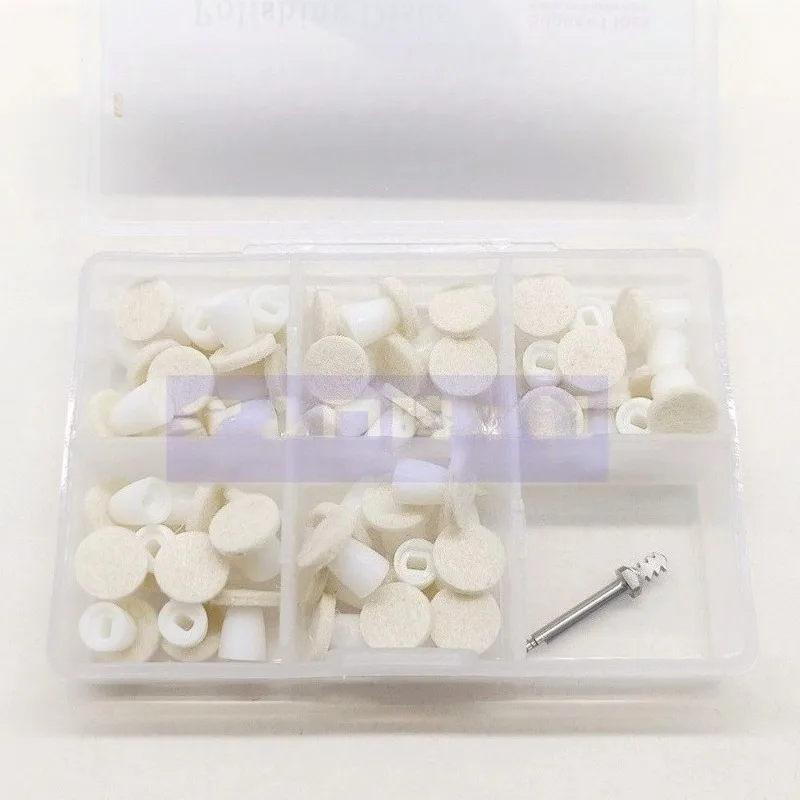 Composite Polishing Disc Kit Paste-Impregnated Composite Finishing Mandrel High Gloss Polishing White. 1 handle and 50 head/set