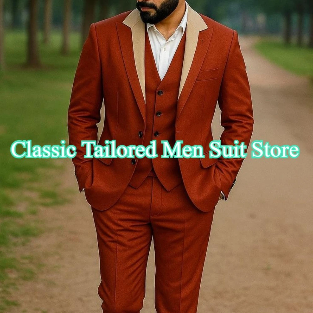 

Деловой мужской костюм, жених, жених, свадебная вечеринка, выпускной, официальный случай, мужские смокинги, комплект из трех предметов, пиджак, жилет, брюки