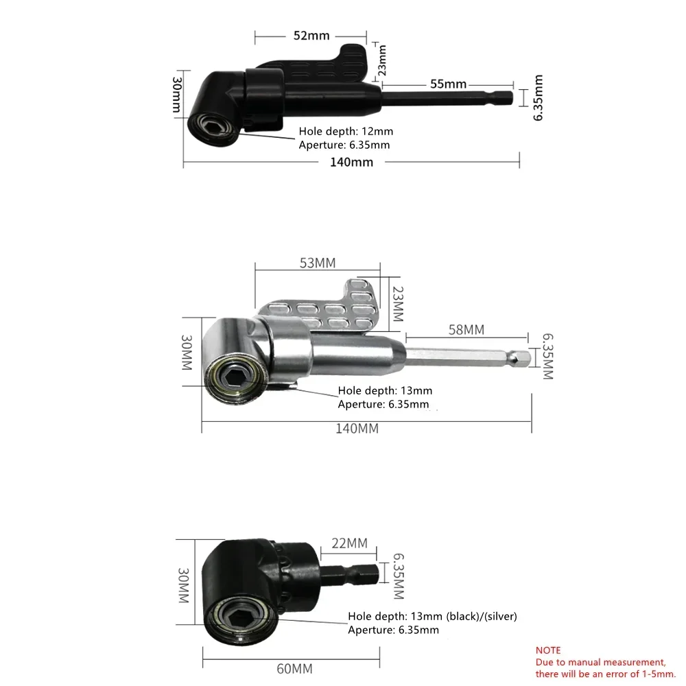 Imagem -03 - Ângulo Screwdriver Socket Holder Adapter Polegada Hex Shank 105 Graus Bits Ajustáveis Broca Ângulo Screw Driver Tool