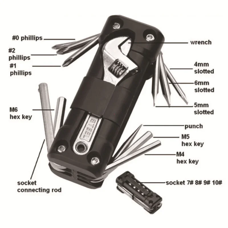 Foldable Multifunctional Repair Tool Kit Portable Multi Tool For Motorcycle Mountain Road Bike Cycling Emergency Maintenance