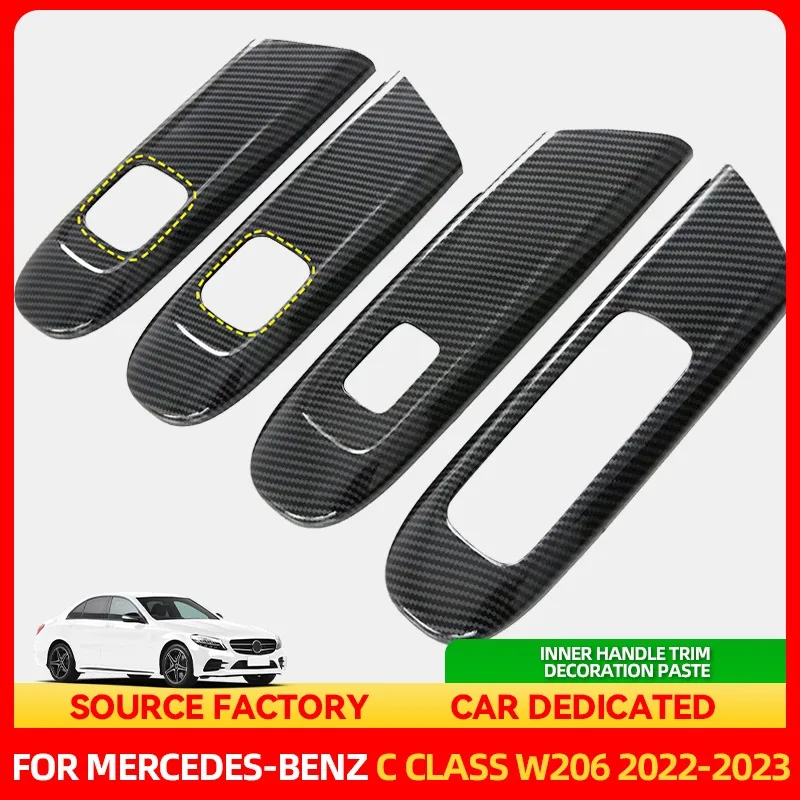 

Наклейки на интерьер подходят только с левым рулем! Автомобильные аксессуары для Mercedes Benz C Class W206 2022 2023, внутренние дверные ручки из АБС-пластика, полоса D