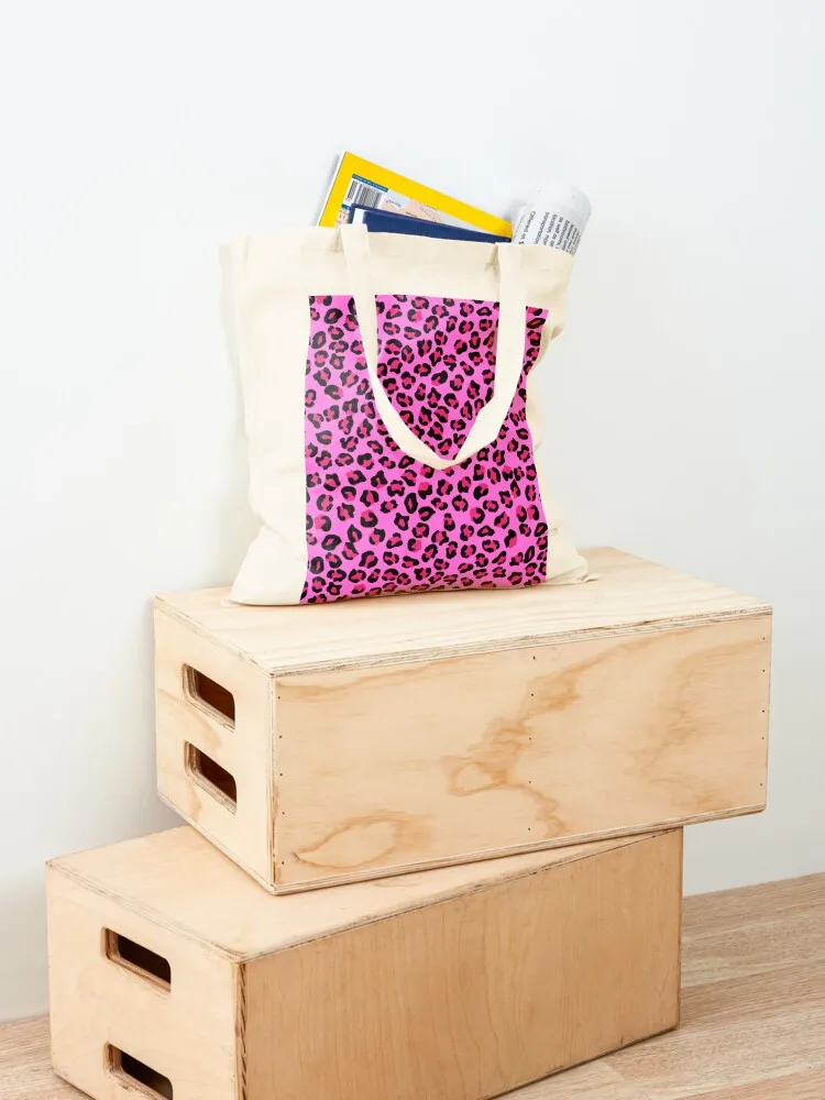 Neon Pink Leopard Spots Tote Bag