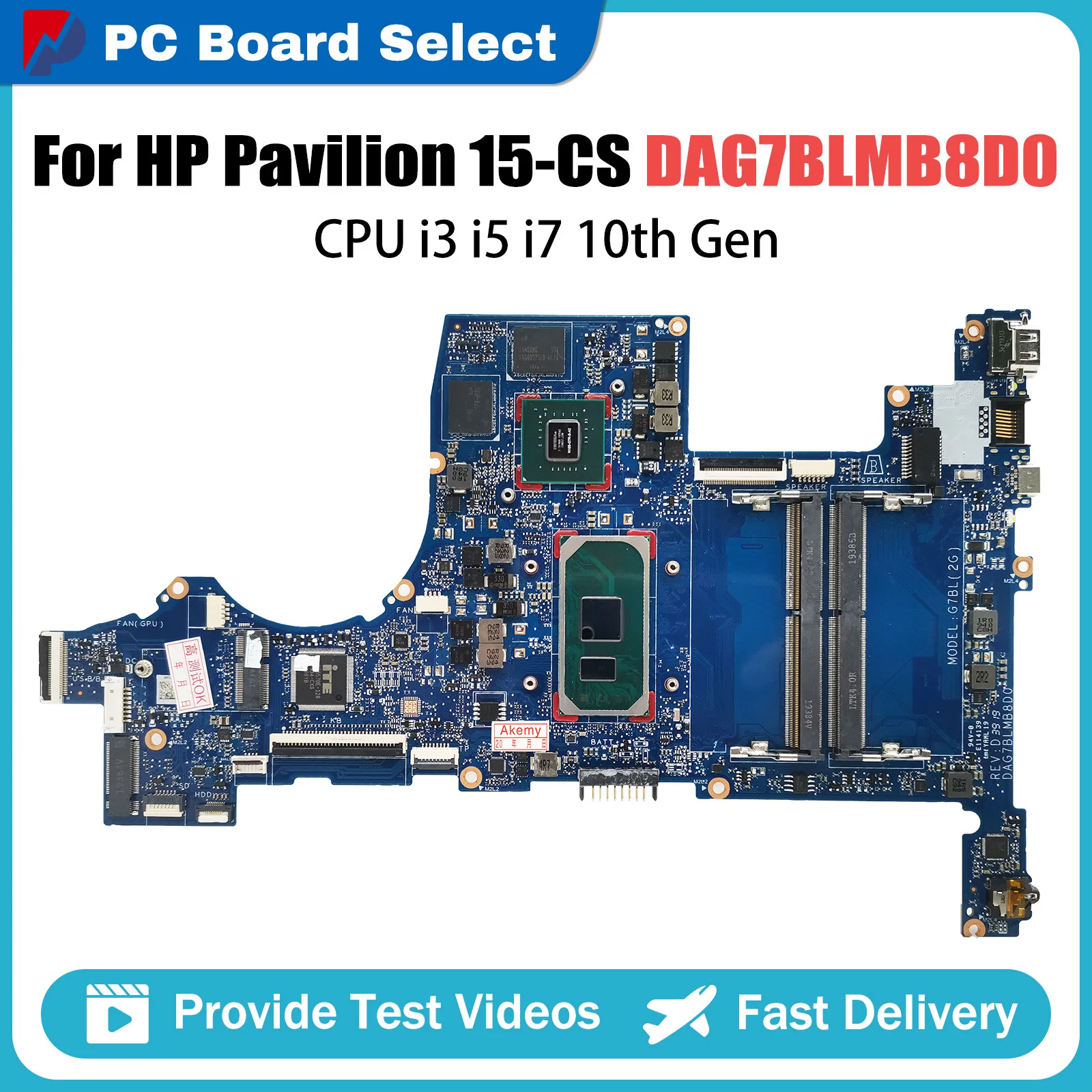 

Notebook Mainboard For HP Pavilion 15CS L67287-601 L76585-601 L67288-601 DAG7BLMB8D0 Laptop Motherboard I3 I5 I7 10th Gen GPU 2G