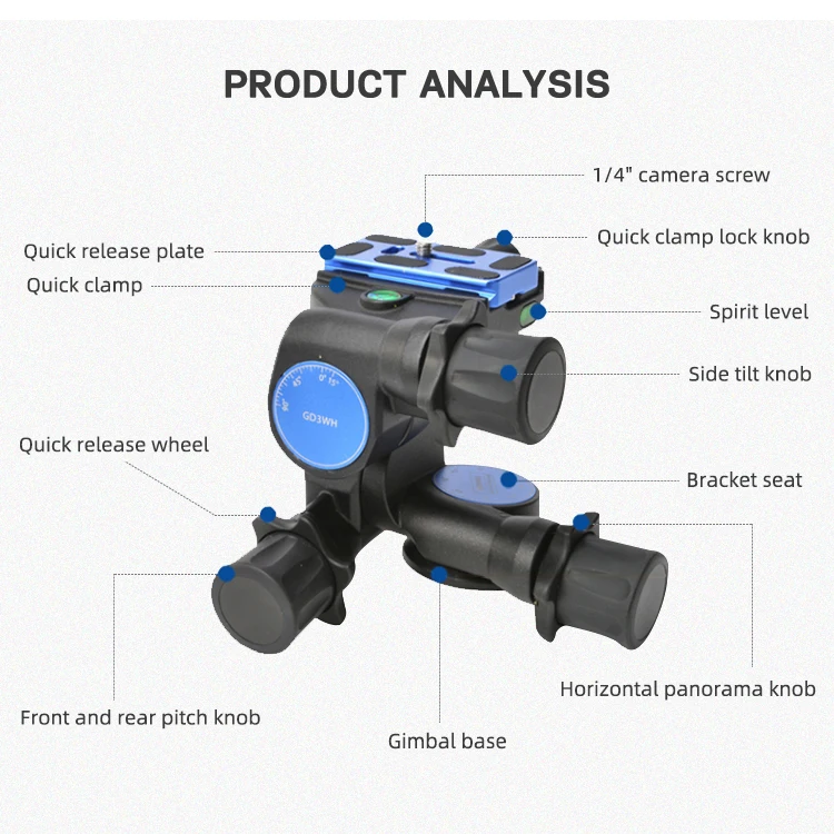 OEM Flexibilty Lightweight 360 Panoramic Digital DSLR Camera Shooting Gimbal Stabilizer 3 Axis