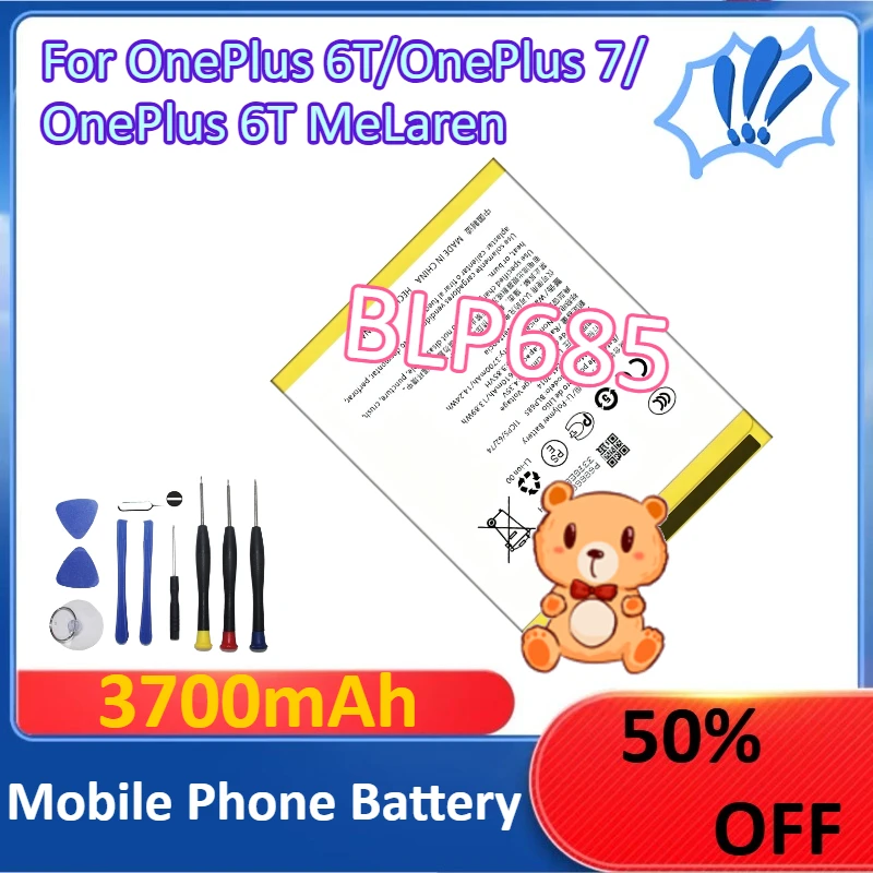 

New 3700mAh BLP685 Replacement Battery For OnePlus 6T/OnePlus 7/OnePlus 6T MeLaren Mobile Phone Battery +Tools