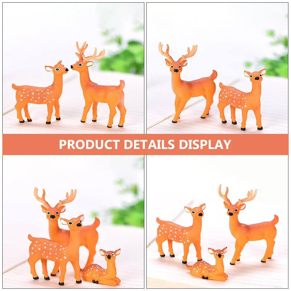 

6Pcs Elk Decor Delicate Desktop Adornment High-Quality PVC Material Home Office Tabletop Deer Ornament Elk Desktop Decoration