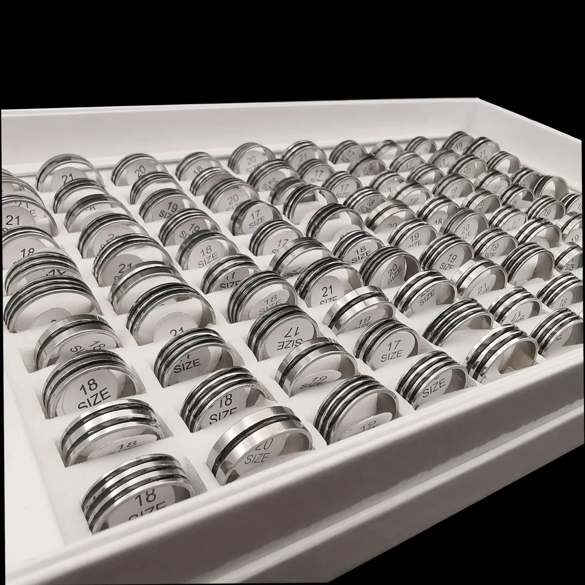 

50Pcs/Lot Stainless Steel Oil Ring One Or Two Simple Fashion Hand Ornaments Mixed Styles and Sizes Wholesale Bulk Rings Gift