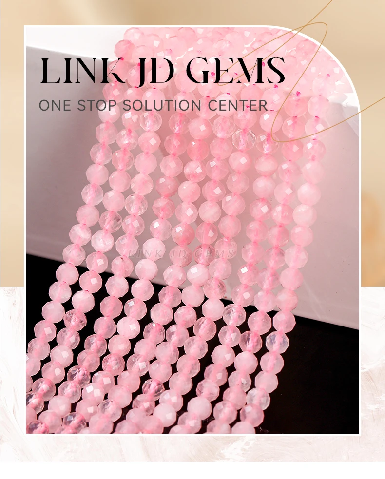 Natürliche facettierte rosa Quarzperlen 2 3 4mm lose Zwischenperlen kleine Edelsteine für Schmuckherstellung DIY Halskette Armband Zubehör – Detail 1