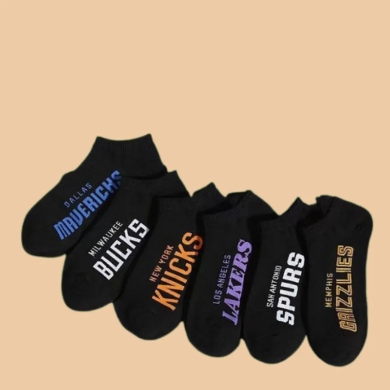 Calcetines cortos deportivos para hombre, medias transpirables absorbentes del sudor, para baloncesto, con letras blancas y negras, 6/12 pares, novedad de 2024