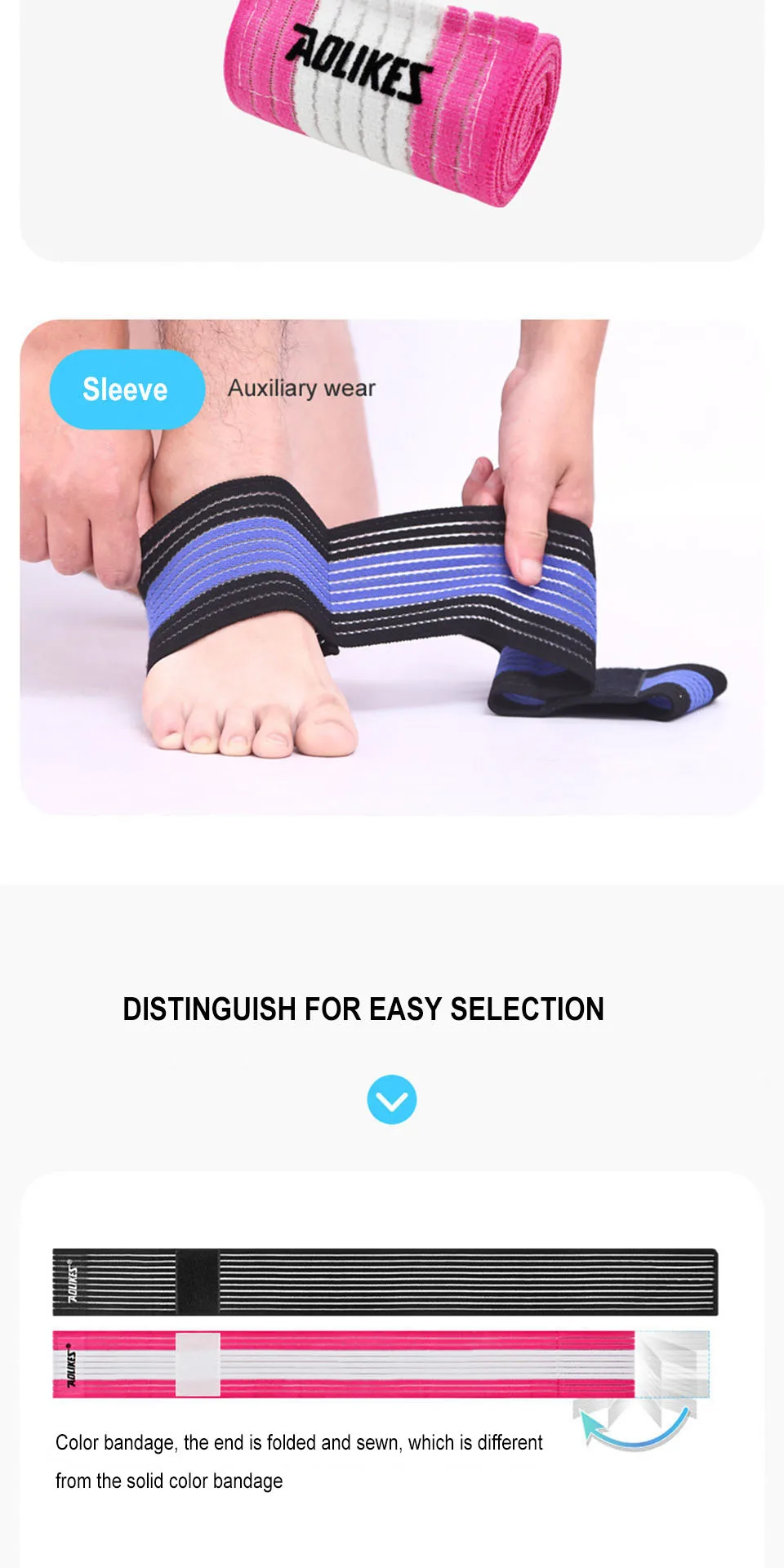 AOLIKES Professionelle Sport-Erdungsbandagen, elastische Knöchelstütze, Polster, Schutz, Knöchelbandage, Schutz für Fitnessstudio – Detail 6