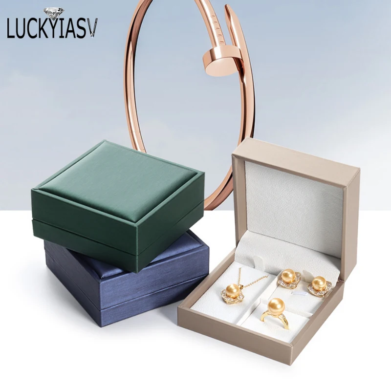 PU Leather Jewelry Ring Box Jewelry Gift Box Pair Ring Earrings Necklace Bracelet Grids Box Jewlery Set Organizer Container