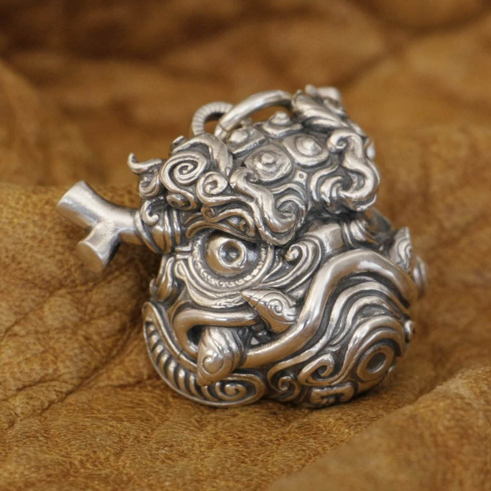 Details Kylin Lion 925 Sterling Silver Pendant Biker Punk Style Jewelry TA376