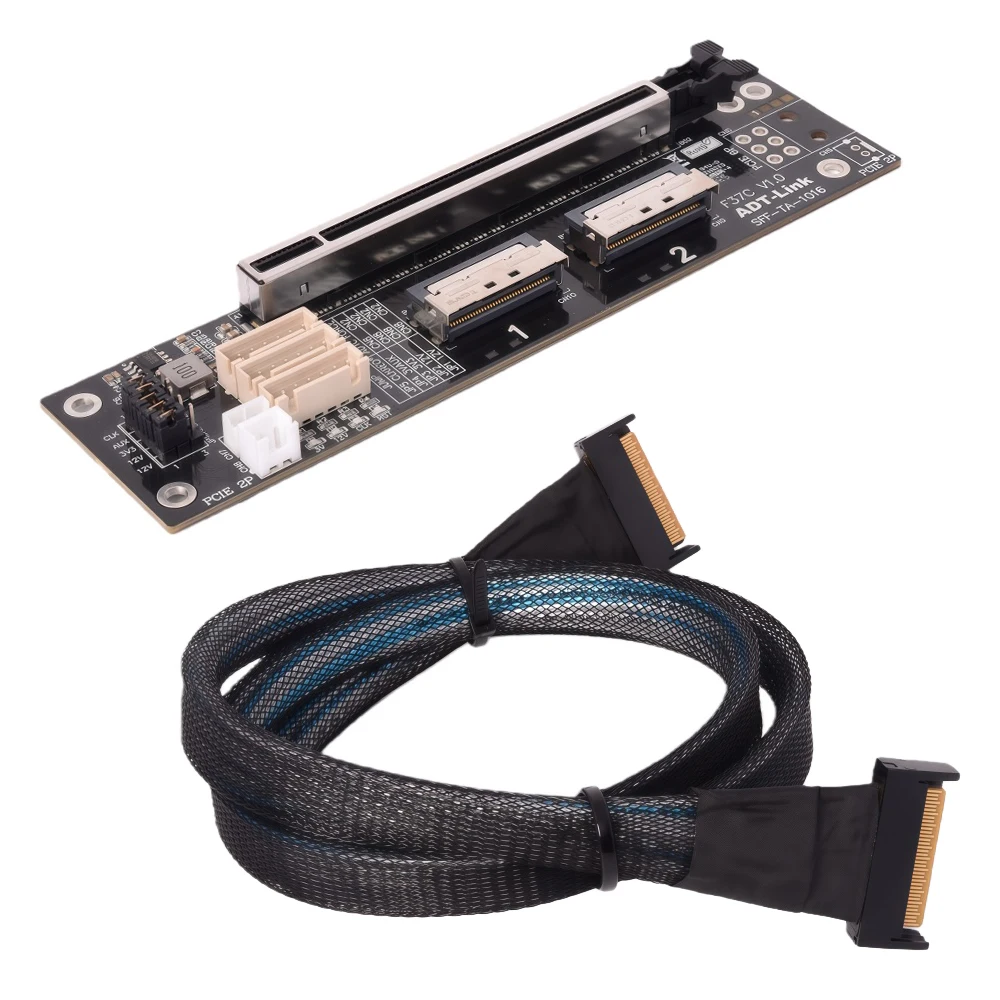 PCIe 4.0 X8 To SFF-TA-1016  MCIO Adapter Card EGPU External GPU Split Extender 28Gbps Gen4 X8  for 2U 4U Chassis Riser Cable