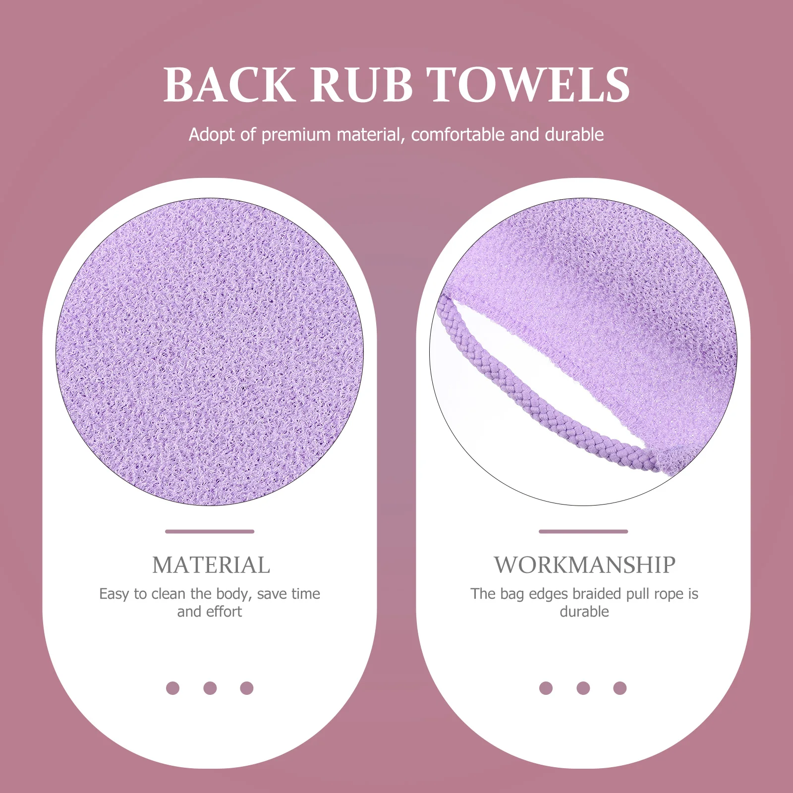 

Body Scrub Bath Towel Washable Back Washcloth Shower for Accessories Purple Using Towels