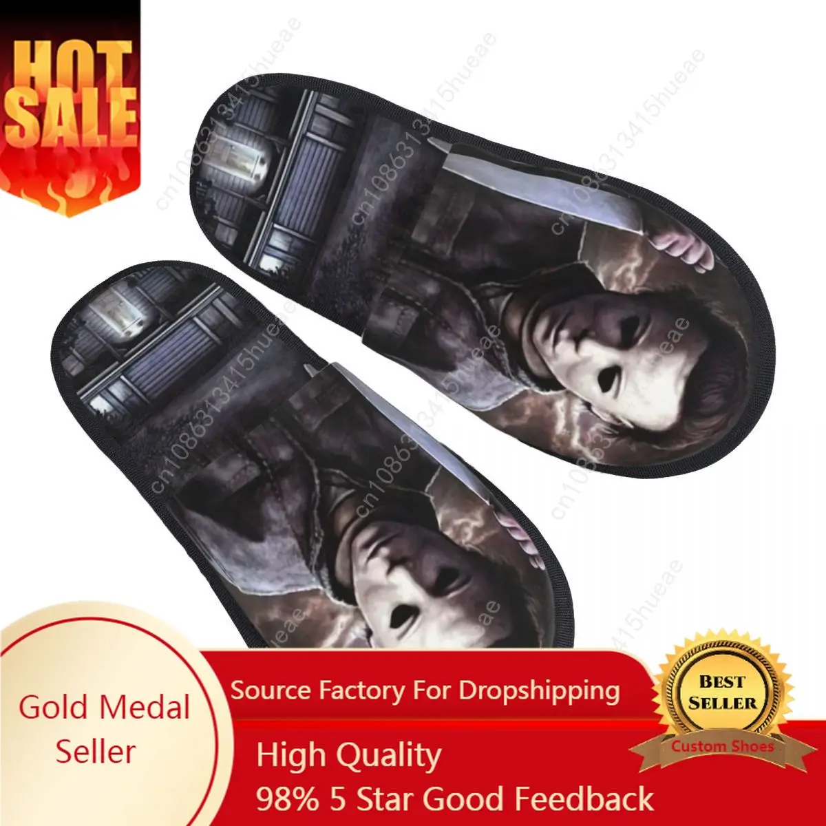 

Custom Print Women Michael Myers House Slippers Cozy Warm Halloween Horror Movie Memory Foam Fluffy Slipper Indoor Outdoor Shoes