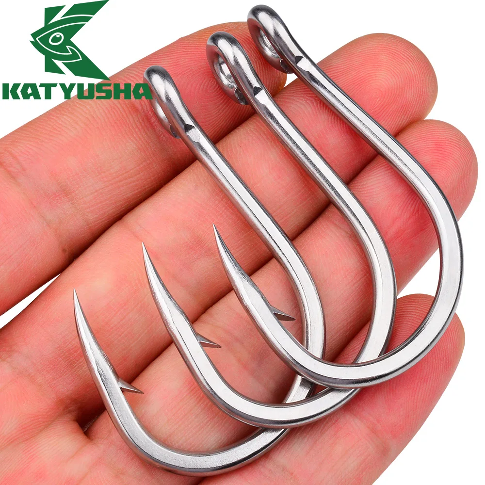 

KATYUSHA 1/0#-13/0# Stainless Steel Heavy Duty Barbed Jig Hooks 20pcs/bag Saltwater Deep Sea Jigging Fishing Tackle Accessories