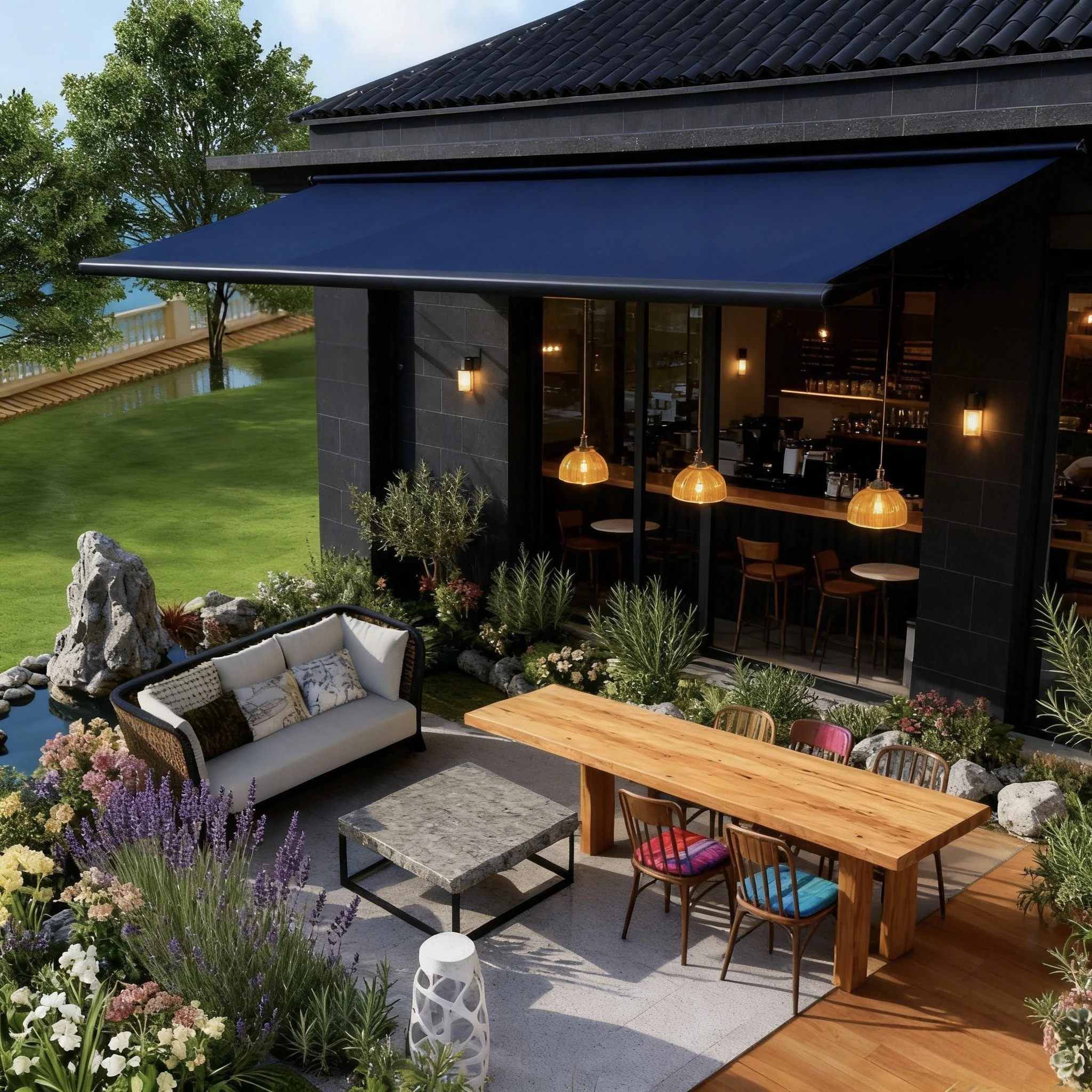 

Full-Box Modern Folding Aluminum Alloy Awning Shopfront Balcony Electric Retractable Canopy Windproof Durable Home Use