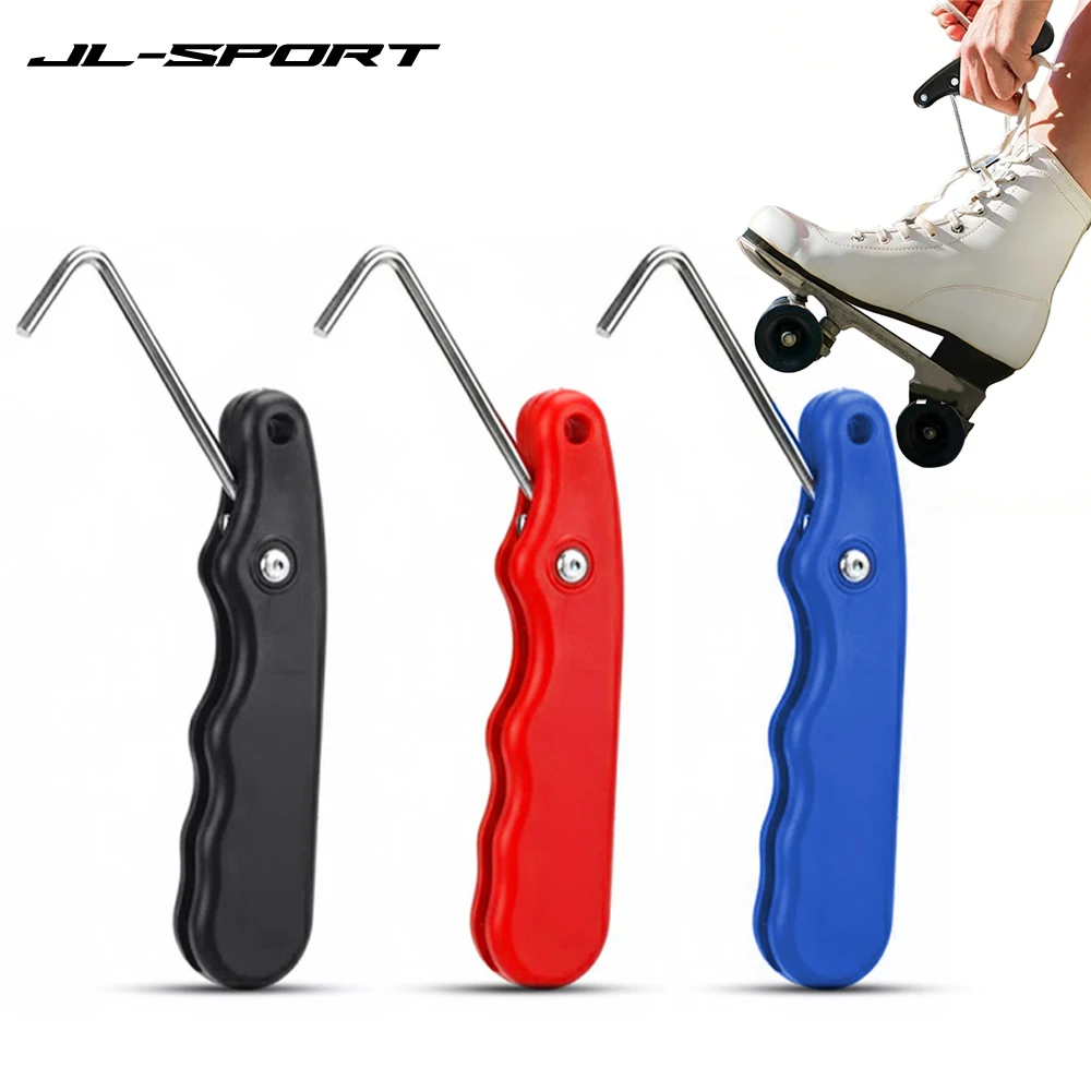 With Extended Hook Folding Portable Black Durable Practical Ice Hockey Skate Lace Tightener Ergonomic For Figure Roller Sports
