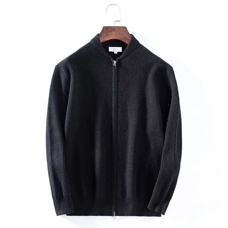 

2025 Autumn Winter Fashion Men's Knit Vintage Cardigan Men Solid Color Zip-Up Lapel Sweaters Men Casual Jumpers Sweater