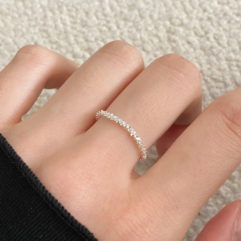 Trend Silver Color Sparkling Chenilles Anneaux Finger Anillo New Elegant Irregular Ring Girlfriends Lovers Jewelry Accessory