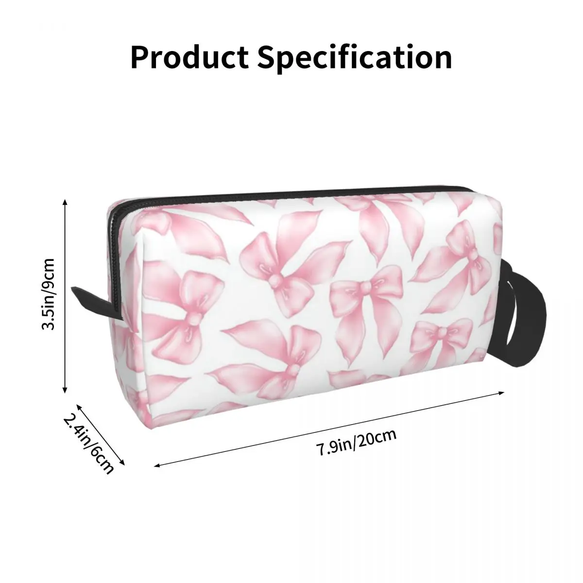 Cochuette Pink Bow Bliss-pattern Pencil Case for Kids School Pen Box Pencil Bag Stationery Supplies Travel Women Organizer Pouch