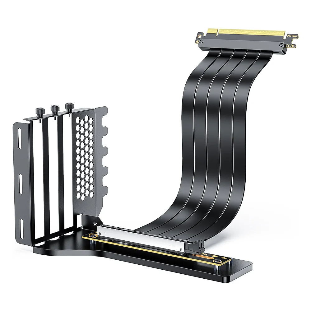 Vertical GPU Mounting Bracket PC Graphics Card Holder PCI-E 3.0/4.0 x16 Anti-interference Flexible 90° Extension Cable