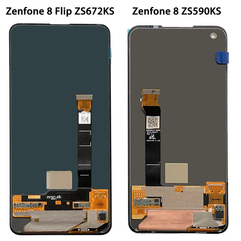 AMOLED For Asus Zenfone 8 8z ZS590KS LCD Screen Touch Panel Digitizer For Zenfone 8 Flip ZS672KS Display With Frame