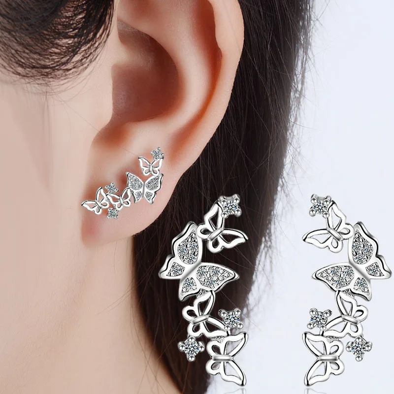 

925 Sterling Silver Butterfly Earrings For Women Luxury Quality Jewelry Wholesale Cheap Things With