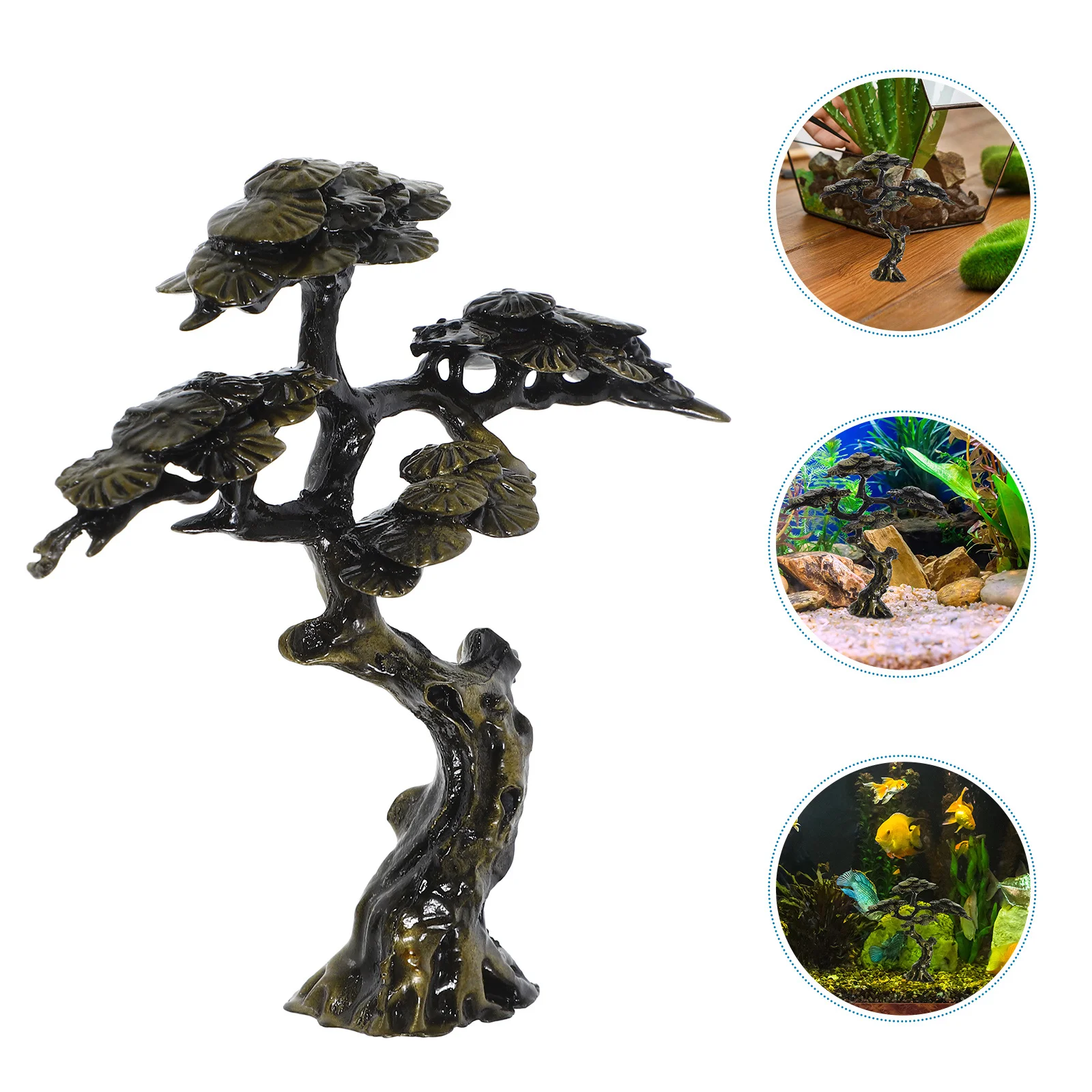 

Vintage Copper Alloy Tree Ornament Desktop Decor Creative Retro Statue For Home Office Room Car Bookshelf Indoor Table