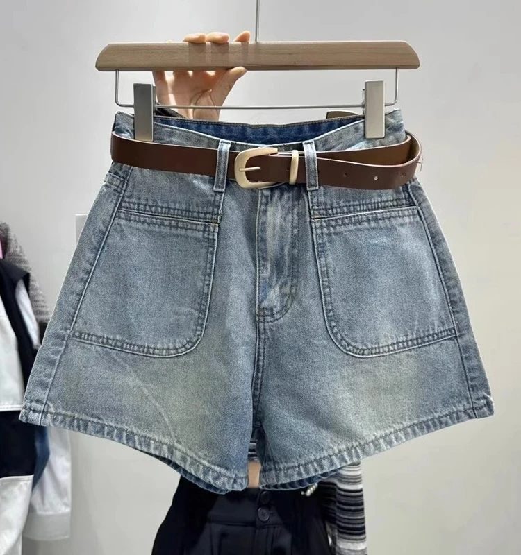 

High Waist Wide Leg ort Jeans Women's Autumn Winter New Sle Korean Version Slimming Small Size A-Line Hot Pants