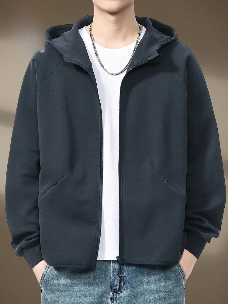 

Spring Open Cardigan Hoodie Men's Loose Casual Versatile Outerwear Cotton Polyester Spandex Zipper ket Anti-Wrinkle