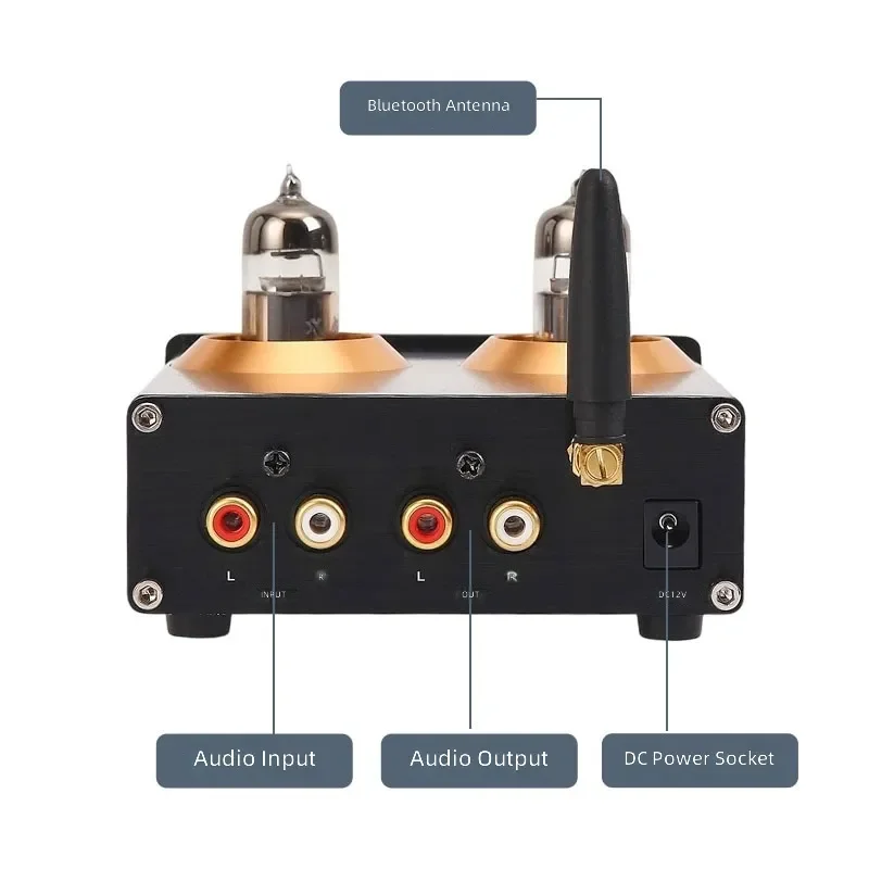 for 6J5 Tube HIFI Preamp QCC3034 Bluetooth 5.1 Vacuum Tube Preamplifier with Tone Control for Power Amplifier Front Stage